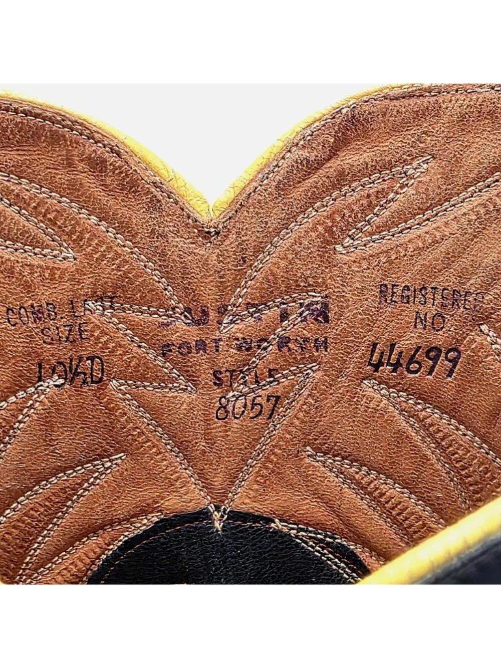 1950s? Vintage Justin Boots Black Leather Mens 10.5D Snip-toe Cowboy Western USA - Picture 7 of 16